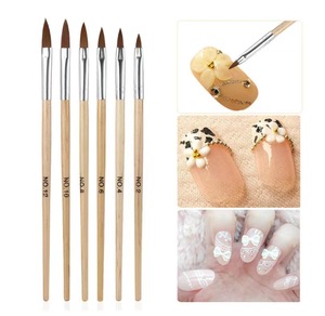 Lot de 6 pinceaux à manche en bois pour sculpture sur bois, fibres synthétiques, pour croquis et gel artistique, logo personnalisé OEM ODM - Product Image 2