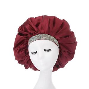 Glittering Rhinestones Bonnet Wide Band Satin <b>Eye</b> <b>Mask</b> Sleeping Hat Night Sleep Cap Hair Gift - Product Image 2