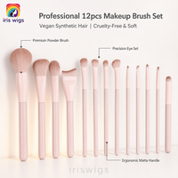 Iriswigs – Ensemble de 13 pinceaux de maquillage rose pêche, professionnels, en poils synthétiques doux, pour le visage, les fards à paupières, le blush et le blending, pour débutants