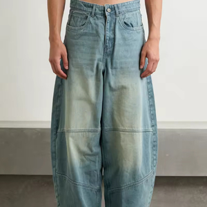 Pantalon en jean personnalisé brodé japonais, <span class=keywords><strong>coupe</strong></span> baggy, jambe droite, <span class=keywords><strong>coupe</strong></span> bootcut, en denim brut à lisière, pour homme - Product Image 2
