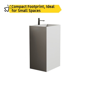 Modern Rectangular Floor Standing Bathroom Vanity with Stainless Steel Basin Polished Finish Compact Design for Small Spaces - Product Image 1