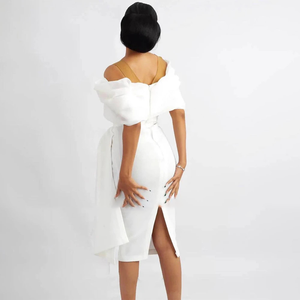 Nuovi Abiti da Sposa Corti 2026, Modello MW658, Senza Spalline, Bianchi, Stile Tubino, Lunghezza al Ginocchio - Product Image 2