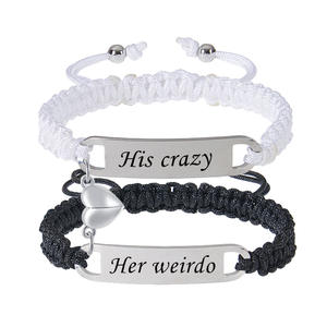 Queen & King Roestvrij Staal Id Charme Lange Afstand Paar Armbanden Aanpassen Logo Matching Macrame Armband Voor Mannen Vrouwen - Product Image 6