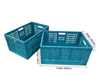 Caisse en plastique empilable robuste avec poignées, design ventilé et ajouré, caisse de rangement en plastique pliable