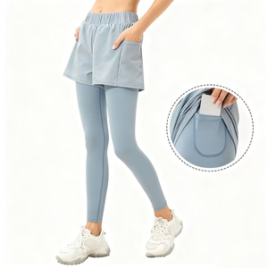 2 合 1 瑜伽打底裤短裤和长裤女式运动服长裤适合健身房健身 - Product Image 1