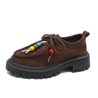 Nouvelles Mules compensées à lacets perlées colorées pour femmes, à semelle épaisse et plateforme, couleur unie, polyvalentes et tendance