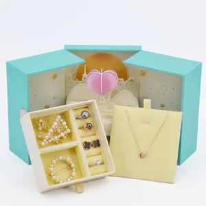 New Fashion Design Mothers Day Gift Velvet Floral Flower Box Custom Logo Ring Watch Box Gift Custom Boxes