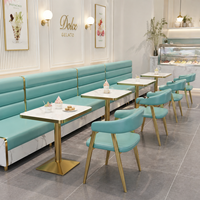Ensemble table et chaises de restauration rapide commerciales, sièges de banquettes de restaurant en bois massif rembourrés sur mesure pour café, bistrot, espace repas