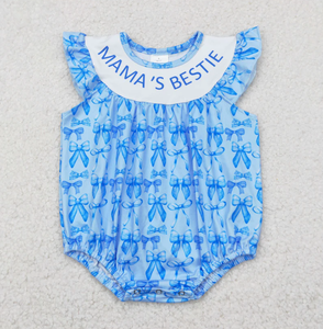 RTS Pelele con cuello y volantes estilo western para bebés niñas, con bordado fruncido 'Mama's Bestie' - Product Image 5