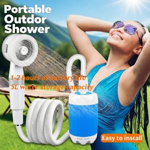Douche portable d'extérieur rechargeable avec pompe à affichage numérique, douche électrique sans fil pour le camping - Product Image 2