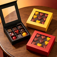 Boîte cadeau en papier rigide de luxe haut de gamme personnalisée pour bonbons et chocolats, matériaux recyclés, fenêtre en PVC, fermeture magnétique, gaufrage mat