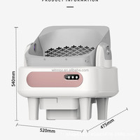Toilette automatique pour chat ronde de 68L, litière automatique électrique pour chat avec couvercle, application à distance, nettoyage automatique, sans pelle