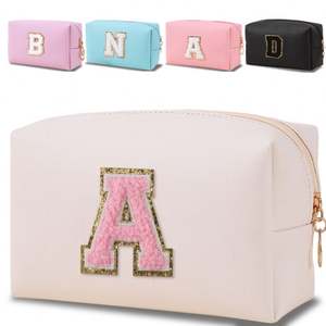 Custom Logo 26 Embroidered Letters Cosmetic <b>Bag</b> Women's Octagon <b>Toiletry</b> <b>Bag</b> Large Capacity <b>Travel</b> Storage Clutch <b>Bag</b> - Product Image 1