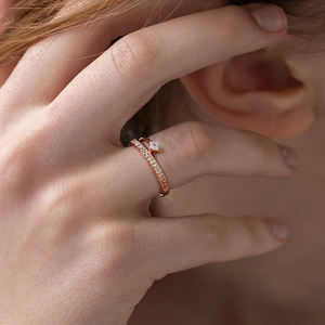 Изящное кольцо из 18-каратного золота с блестящими камнями, кольцо-обручальное с иллюзией звезды из циркония, для женщин - Product Image 2