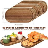 Plateau alimentaire ovale en bois d'acacia brut, durable, écologique, fait main, poli, pour le camping, boîte de rangement, assiette, plat