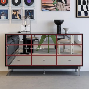 Minimalist <b>Mirrored</b> Dresser Stainless Steel Nine Drawer Storage Cabinet For Bedroom Living Room - Product Image 3