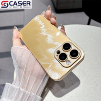 Meistverkaufte Farbverlauf-Laser-Goldfeder-Handyhülle für iPhone 16 Promax Plus Pro 17 16 15 Glänzende Einfarbige Kameraschutz-Hülle