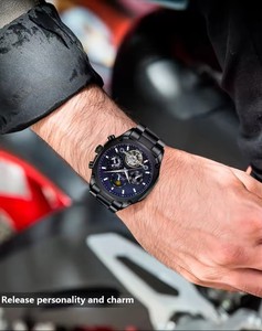 Montre mécanique originale de haute qualité, montre-bracelet de luxe à tourbillon, design ajouré, bracelet en acier inoxydable, étanche, phase de lune - Product Image 2