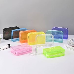 J21526 Simple Fashion Transparent Pvc Makeup Pouch Customized Logo <b>Toiletries</b> Organizers Women Waterproof Portable Wash Bag - Product Image 6