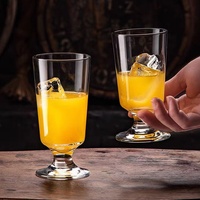 Verre à pied court épaissi style Instagram pour fruits, vin, lait, jus, eau pétillante, boissons froides et cocktails - 201-300ml
