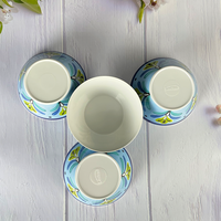 Ensemble de vaisselle en mélamine, motif de fleurs bleues, 5 pièces, bol, assiette, tasse, service de table