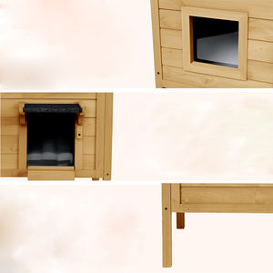 Maison pour chat sauvage, extérieure, isolation thermique, abri pour chat, imperméable, grande maison pour animaux de compagnie en bois pour plusieurs chats, échelle pliable - Product Image 6