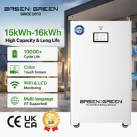 Basen sıcak satış duvara monte 10000 + döngüsü 51.2V 48v 314Ah 330Ah 300Ah 15kwh 16kwh lityum pil ev enerji depolama sistemi için