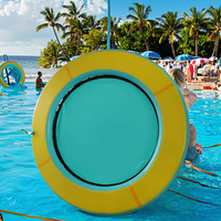 Hamaca de agua flotante inflable redonda, piscina de muelle de malla circular inflable