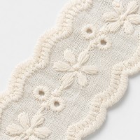 Vente en gros de dentelle brodée à œillets 100% coton, ruban festonné complexe, OEKO-TEX, bleu marine, blanc, crème, rose