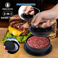 Presse à hamburgers multifonctionnelle 3-en-1 avec revêtement antiadhésif en plastique PP écologique pour grillades au barbecue