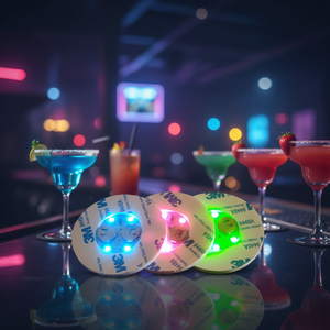Al por mayor, decoración personalizada <span class=keywords><strong>para</strong></span> fiestas en bares: pegatinas LED <span class=keywords><strong>para</strong></span> vasos de cerveza, posavasos luminosos y alfombrillas luminosas <span class=keywords><strong>para</strong></span> vasos. - Product Image 3