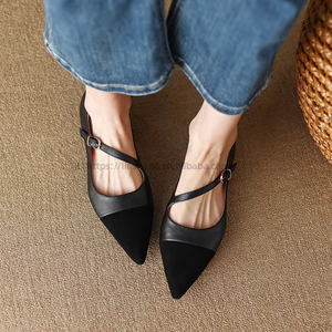 New Women's Pointed Single Heel <b>Shoes</b> <b>Soft</b> Leather Light With French Flat Factory Wholesale Outsole - Product Image 4