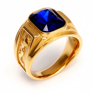 Мужское винтажное кольцо-печатка из нержавеющей стали с позолотой 18K, квадратным камнем и гравировкой, в ретро-стиле, эффектное кольцо для мужчин, ювелирное украшение - Product Image 2
