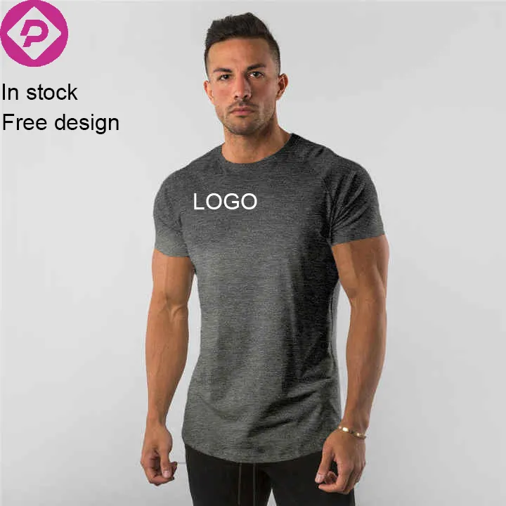 Özel Logo kas bina koşu kısa kollu Sweatproof fanila hızlı kuru spor nefes pamuk boş T Shirt erkekler için