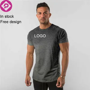Camiseta de manga corta a prueba de sudor para correr con logotipo personalizado camiseta en blanco de algodón transpirable de secado rápido para gimnasio para hombres