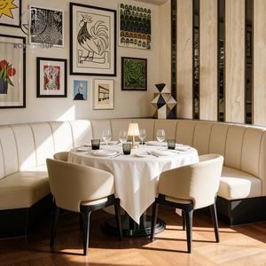 Conjunto de Muebles Modernos y Cómodos de Mesa y Silla de Piedra Sinterizada Cuadrada Semicircular para <span class=keywords><strong>Restaurante</strong></span>, Cafetería o Salón de Té - Product Image 2