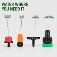 Kit d'irrigation goutte à goutte pour jardin, système de brumisation avec buses réglables, tubes et connecteurs pour patio, parterre de fleurs, serre