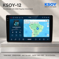 Radio Mobil Android Universal KSOY-12 Layar Sentuh QLED Wireless Carplay GPS Head Unit 12+256G Kamera 360 Optik Koaksial FM AM