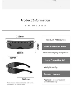 Kacamata lucu asing baru 2025 kacamata Iblis Gaya Cyberpunk kacamata mode keling pesta siap untuk dikirim kacamata hitam PC logam - Product Image 3