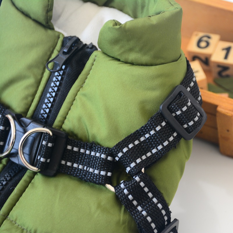 Luxury Cooling Pet Vest Dog Harness And Leash Set With Buckle Winter Cotton Coat
