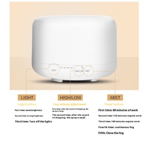 새로운 공장 직매 우드 그레인베이스 다채로운 야간 조명 가습기 아로마 테라피 디퓨저 - Product Image 5