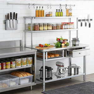 Table de travail rectangulaire en acier inoxydable de style industriel avec étagères robustes pour cuisine de conteneur, cantine, <span class=keywords><strong>chef</strong></span>, production - Product Image 6