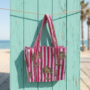 Sac fourre-tout matelassé en coton imprimé à la main indien, idéal pour les cadeaux, les cadeaux de Noël, les voyages et le shopping - Product Image 3