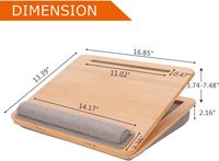Bureau de tour, plateau en bambou pour ordinateur portable-Design ergonomique avec coussin. Angle d'inclinaison et hauteur réglables, avec support pour tablette et téléphone