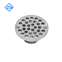 Siphon de douche rond en laiton chromé avec grille en acier inoxydable, bonde de sol en laiton, installation facile