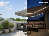 Auvent rétractable moderne à LED, design moderne, imperméable, électrique, motorisé, pour extérieur, auvent à cassette intégrale