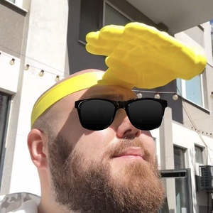 Funny Palm Shaped Sun Hat Yellow 3D Printed Summer Outdoor Headband Cartoon Sun Protection Casual Wear - Product Image 1