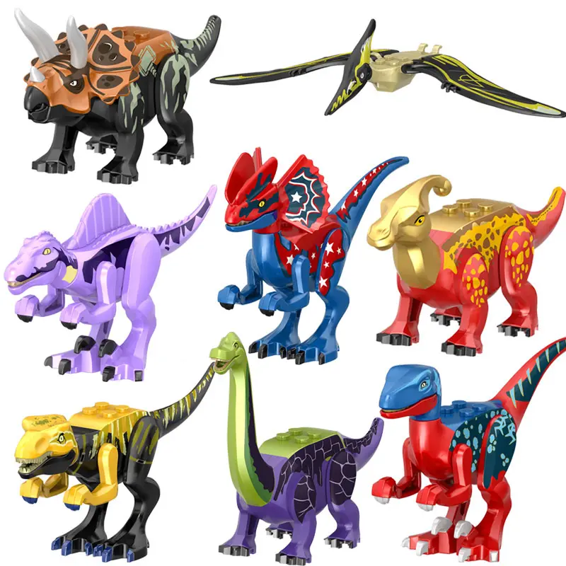 Nuevos bloques de construcción de figuras de dinosaurios, bloques de construcción de figuras de T-rex, varios diseños de 100, juguete de bloques de construcción de dinosaurios