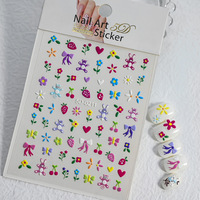 Autocollants pour ongles en relief 5D, fleurs de marguerite, pétales, été, autocollants pour manucure colorés, décalcomanies en plastique, fleurs en relief, art de la manucure, gels