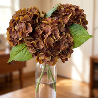 Bouquet de fleurs artificielles d'hortensias 21'' en latex toucher réel, style bohème vintage, pour décoration maison, cuisine, grandes tables, centre de table, mariage